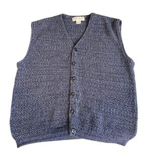 Vintage Crossings Men's size Large Blue Textured Knit Button up Vest